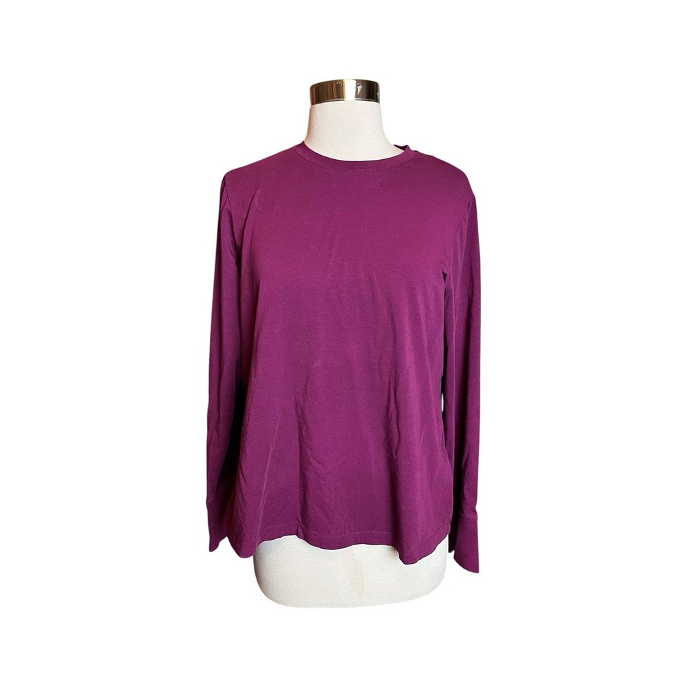 GUDRUN SJODEN Crew Neck Top Size L Purple Pullover Long Sleeve T Shirt